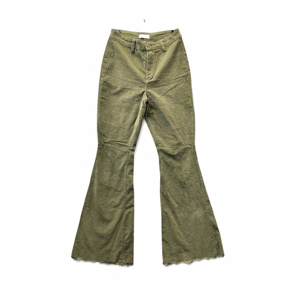 YMI Pants - YMI Women's Green Corduroy Flare Pants Mid Rise Pockets Cotton Spandex